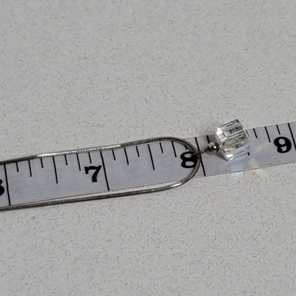 Sterling silver snake chain necklace with prism cube charm - Picture 8 of 12